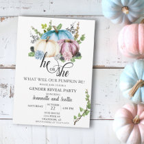 Gender Reveal Pumpkin Pink Blue Autumn Invitation