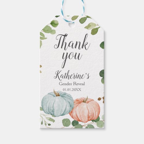 Gender Reveal Pumpkin Thank You Tag Gift Tags