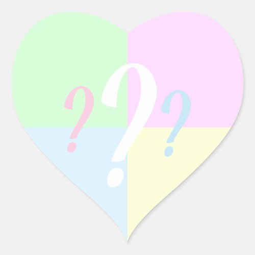 Gender reveal question mark heart sticker