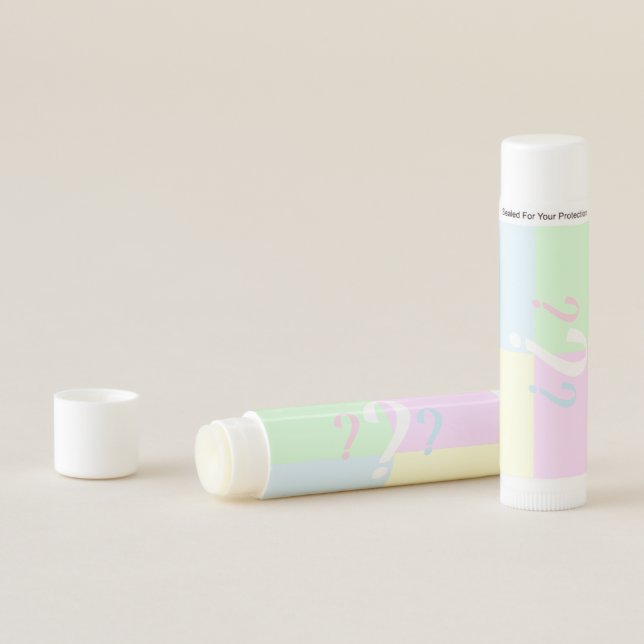 Gender reveal question mark lip balm (In Situ)