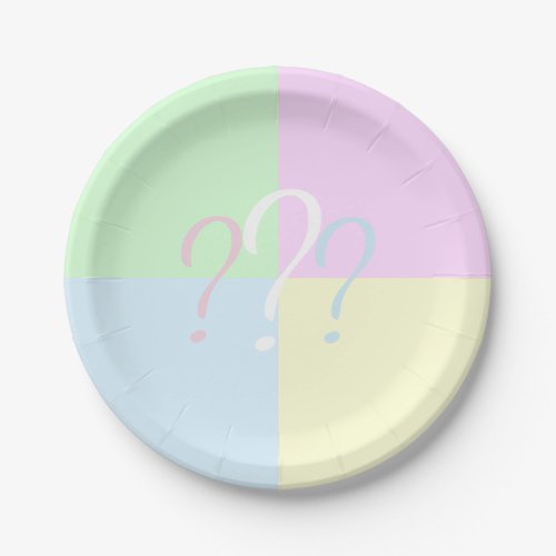 Gender reveal question mark paper plates