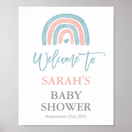 Gender Reveal Rainbow Baby Shower welcome sign
