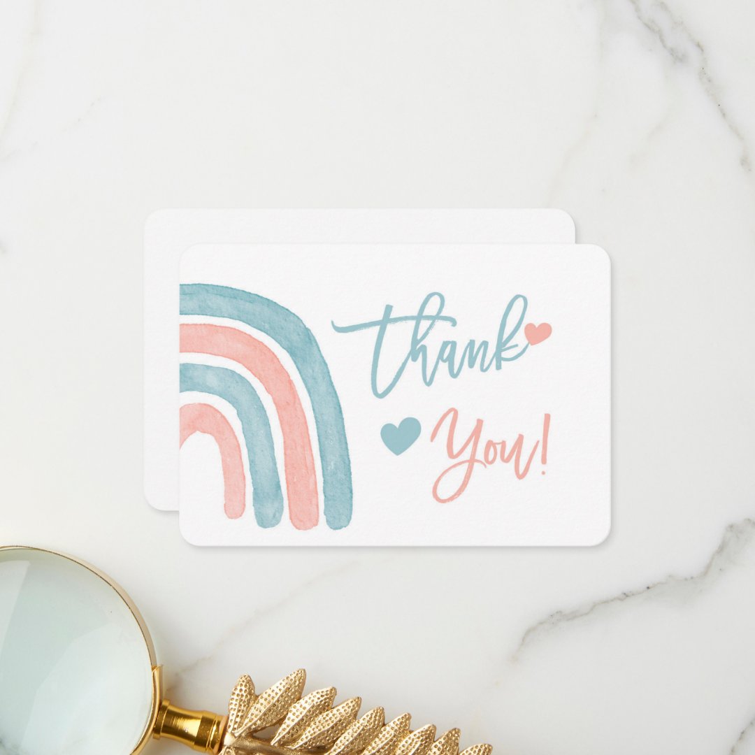 Gender Reveal Rainbow thank you card | Zazzle