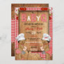 Gender Reveal Red Gingham Wood Baby Q Barbecue Invitation