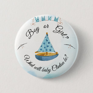Gender Reveal Sailboat  Button