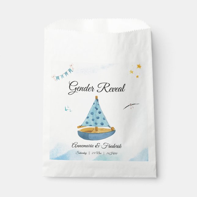 Gender Reveal Sailboat  Favor Bag (Front)