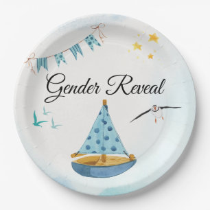 Gender Reveal Sailboat Paper Napkin Plates