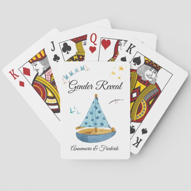 Gender Reveal Sailboat  Poker Cards (Back)