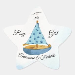 Gender Reveal Sailboat  Star Sticker