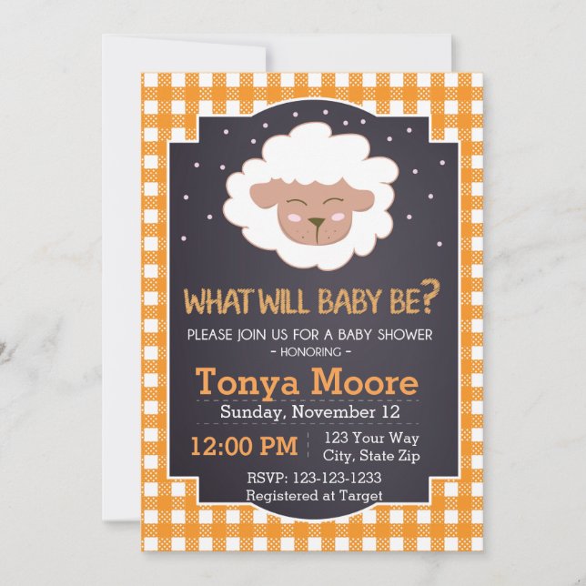 Gender Reveal Sheep Baby Shower Invitation (Front)
