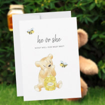 Gender Reveal Shower Teddy Bear Honey Bee Invitation