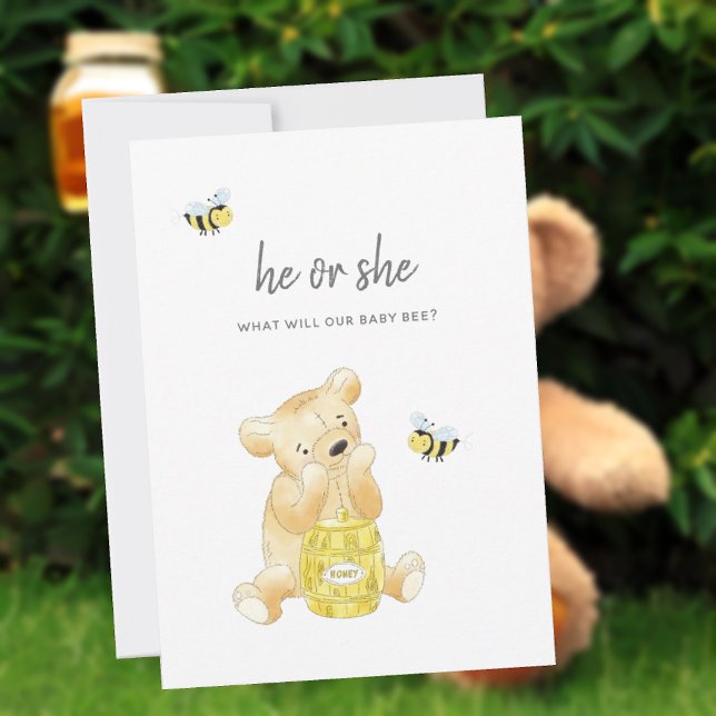 Gender Reveal Shower Teddy Bear Honey Bee Invitation (Creator Uploaded)