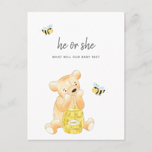 Gender Reveal Shower Teddy Bear Postcard