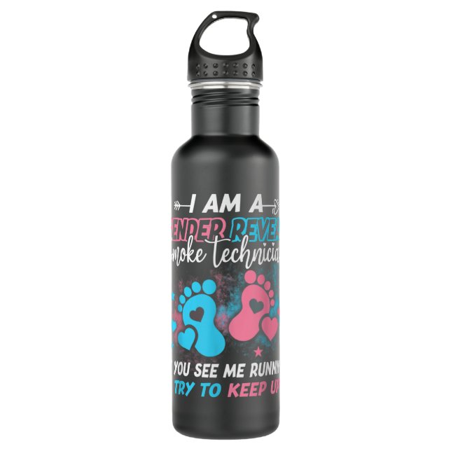 Gender Reveal Smoke Technician I Run You Run Baby  Stainless Steel Water Bottle (Front)