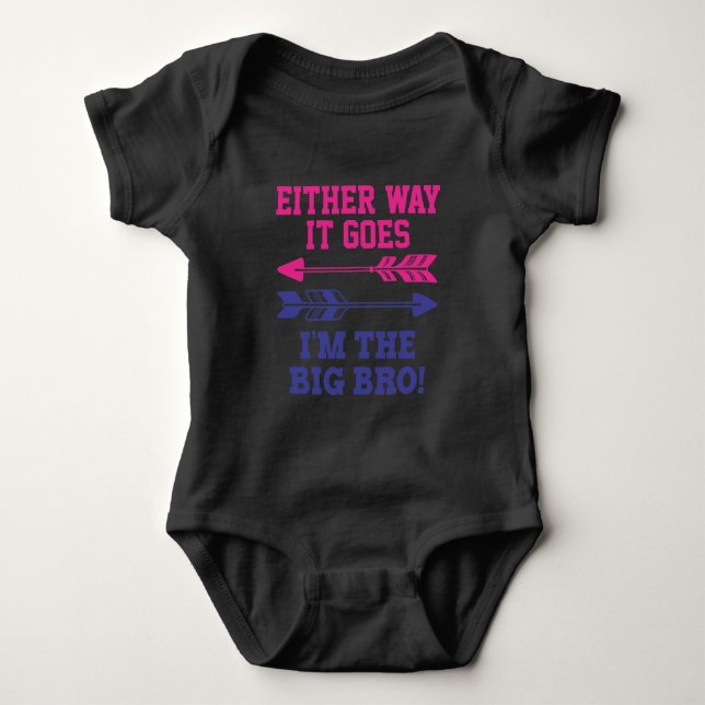 Gender Reveal Son Pregnancy Announcement Brother Baby Bodysuit (Front)