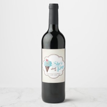 Gender Reveal Sparkling Wine Label - Blue Ice Crea by VGInvites at Zazzle