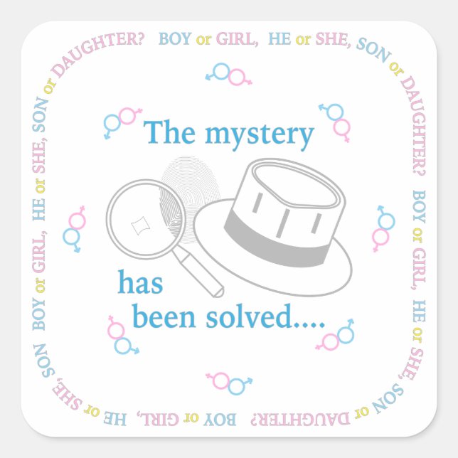 Gender Reveal Square Sticker (Front)