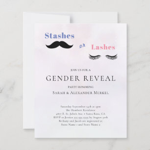 Gender Reveal Stashes or Lashes Budget Invitation