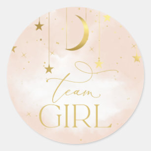Gender Reveal Sticker , Team Girl Blush Pink
