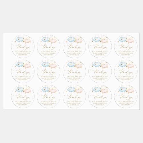 Gender Reveal Stickers Blue and Pink Stars Labels