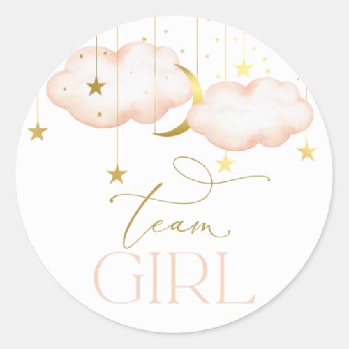Gender Reveal Stickers Blush Pink Team Girl Classic Round Sticker