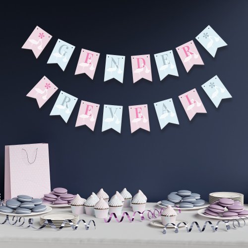 Gender Reveal Stork Baby Shower Bunting Flags