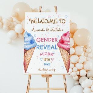 Gender Reveal Summer Ice Cream Welcome Sign