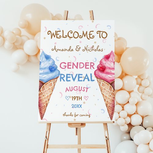 Gender Reveal Summer Ice Cream Welcome Sign 