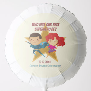 Gender Reveal Superhero Cute Blue Pink Yellow Balloon