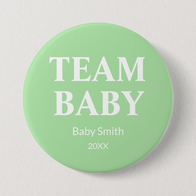 Gender reveal Team Baby green any theme Button (Front)