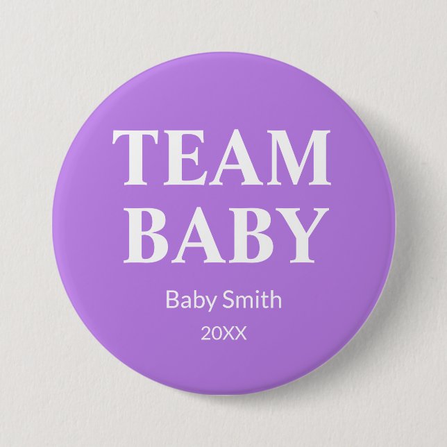 Gender reveal Team Baby purple any theme Button (Front)