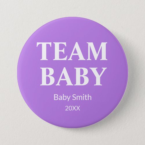 Gender reveal Team Baby purple any theme Button