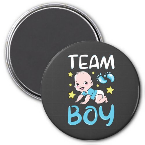 Gender Reveal Team Boy Party Set Circle Magnet
