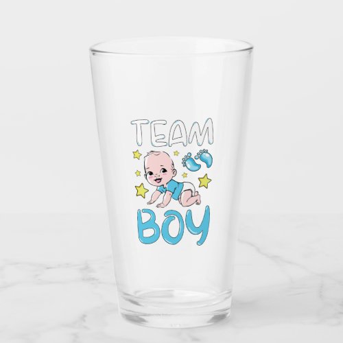 Gender Reveal Team Boy Party Set Drinking Glass