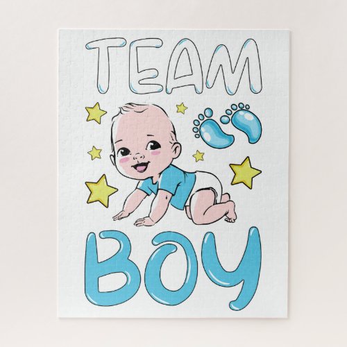 Gender Reveal Team Boy Party Set Jigsaw Puzzle