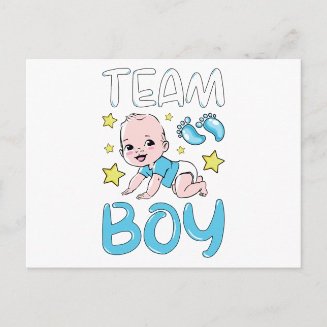 Gender Reveal Team Boy Party Set Postcard (Front)