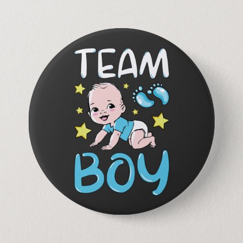 Gender Reveal Team Boy Party Set Round Button