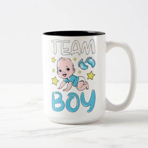 Gender Reveal Team Boy Party Set Two_Tone Coffee Mug