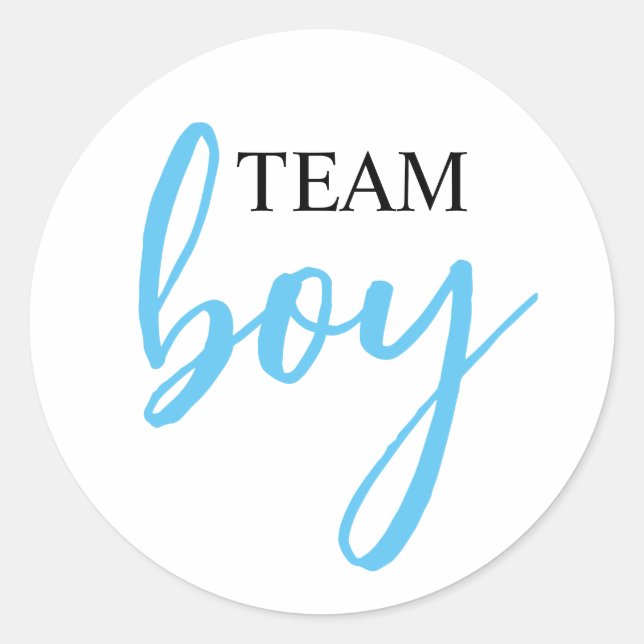 Gender Reveal Team Boy Round Sticker (Front)