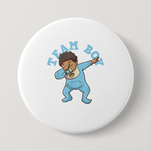 Gender Reveal Team Boy TShirt Button (Front)
