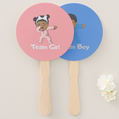 Gender Reveal Team Girl  Boy Pink or Blue Hand Fan