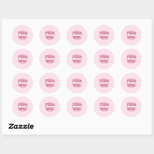 Gender reveal team girl  classic round sticker