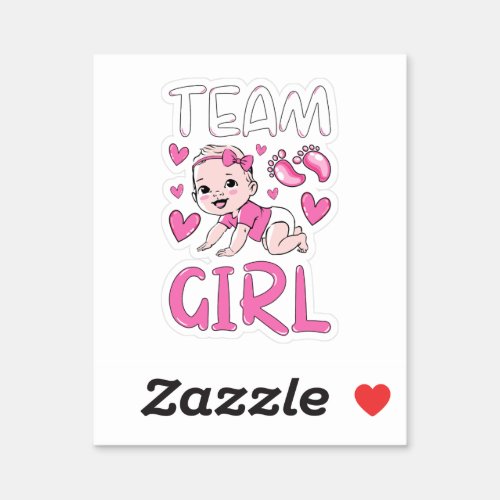 Gender Reveal Team Girl Party Set Custom_Cut Vinyl Sticker