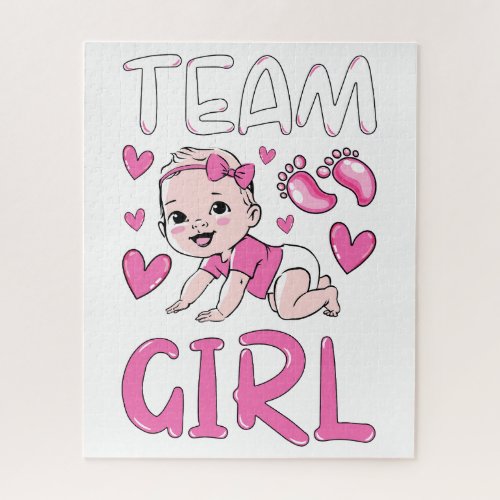 Gender Reveal Team Girl Party Set Jigsaw Puzzle