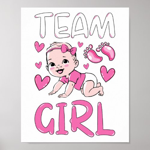 Gender Reveal Team Girl Party Set Poster