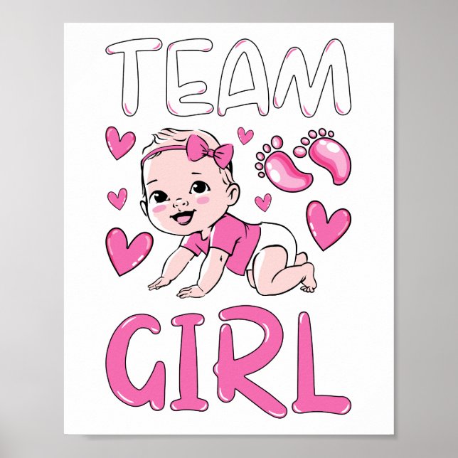 Gender Reveal Team Girl Party Set Poster (Front)