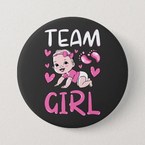 Gender Reveal Team Girl Party Set Round Button