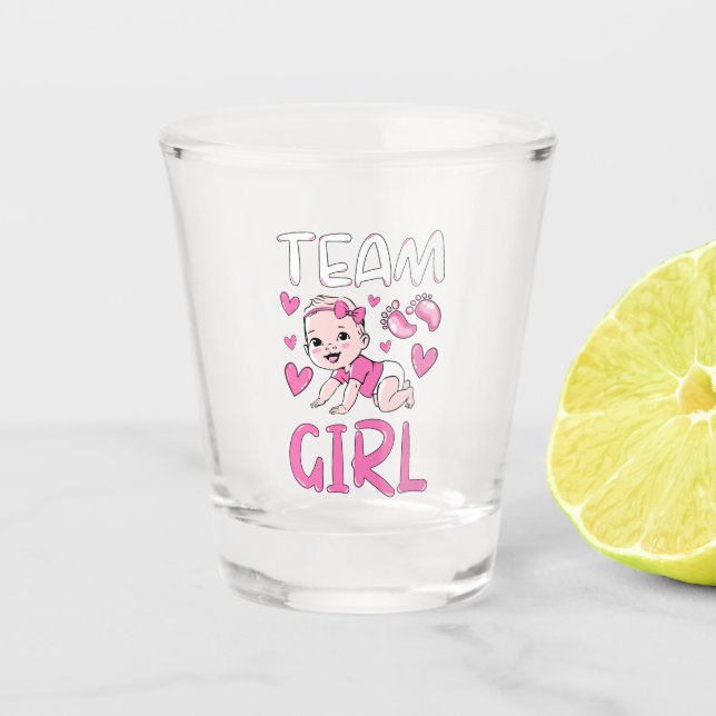 Gender Reveal Team Girl Party Set Shot Glass (Front)