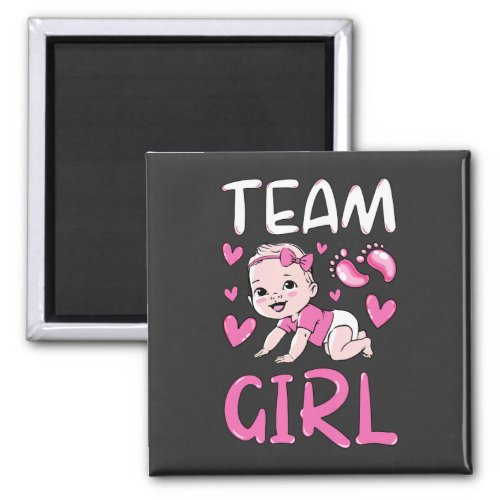 Gender Reveal Team Girl Party Set Square Magnet