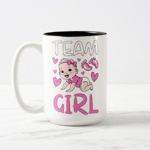 Gender Reveal Team Girl Party Set Two_Tone Coffee Mug
